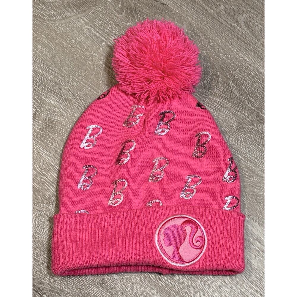 Barbie Movie Hot Pink‎ Girly Girl Beanie Pomb Winter Hat OSFM